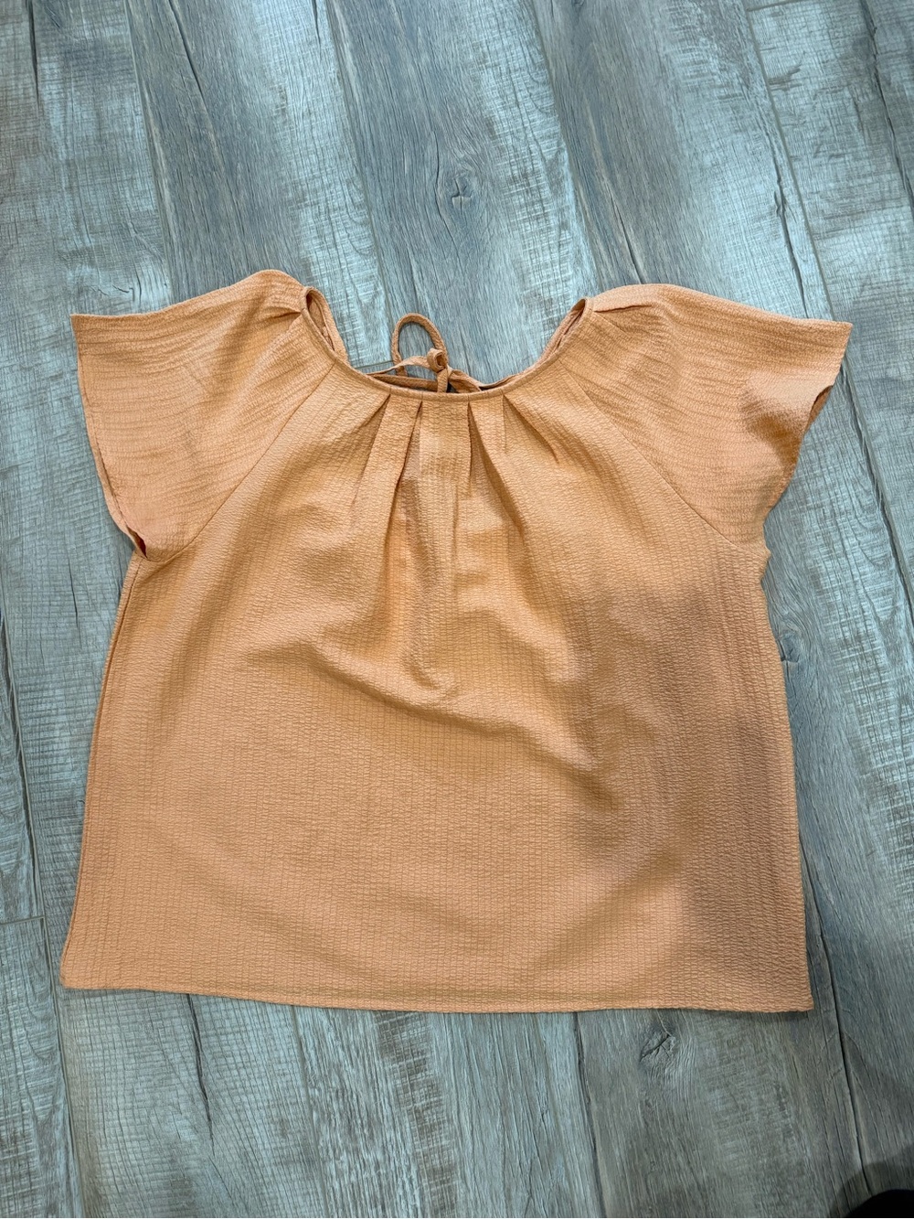 Hem & Thread Peach Textured Tie-Back Blouse